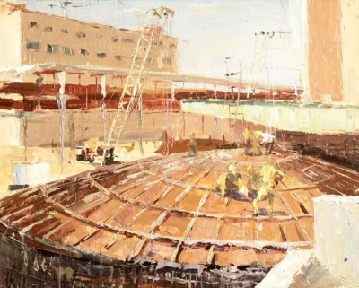 Buy paintings. Building the reactor, Maslov Vladimir. Industrial Landscape. Oil painting