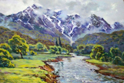 Buy paintings. Red field, Khisamov Aidar. Landscape. Oil painting