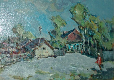 Buy paintings. Village street, Bubnov Yury. City landscape. Oil painting
