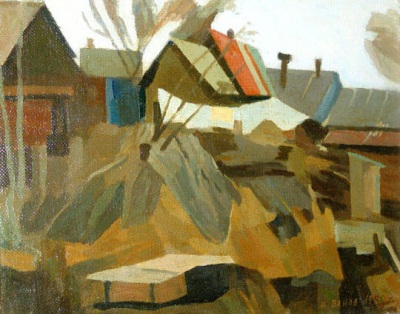 Buy paintings. Village, Panov Aleksey. City landscape. Oil painting