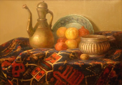 Buy paintings. Still life with the carpet and the dish, Konnov Mikhail. Still-life. Oil painting