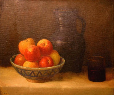 Buy paintings. Still life with apples and a glass of wine, Konnov Mikhail. Still-life. Oil painting