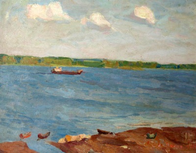 Buy paintings. The Volga near Pristannoe, Panov Aleksey. Landscape. Oil painting