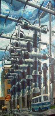 Buy paintings. Allocation sector of hidroelectric station, Kuznetsov Valery. Industrial Landscape. Oil painting