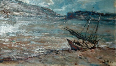 Buy paintings. Grey day, Bubnov Yury. Seascape. Oil painting