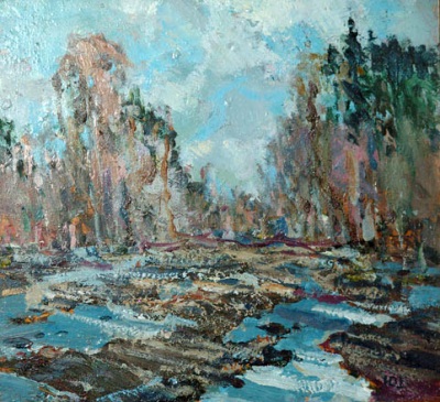Buy paintings. Melting snow, Bubnov Yury. Landscape. Oil painting