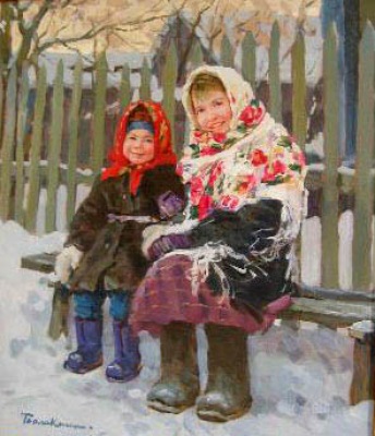 Buy paintings. Little sisters, Balakshin Evgeny. Portrait. Oil painting