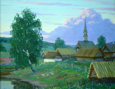 Buy paintings. Village landscape, Zagidullin Ravil. Landscape. Oil painting