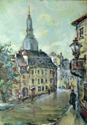 Buy paintings. Riga street, Bubnov Yury. City landscape. Oil painting