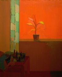 Buy paintings. Red window, Konnov Mikhail. Flowers. Oil painting