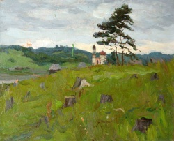 Buy paintings. Zaluchye village, Panov Aleksey. Landscape. Oil painting