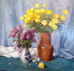 Buy paintings. Lilac and italmasi, Romanov Nikolay. Flowers. Oil painting