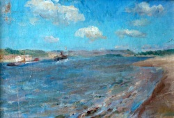 Buy paintings. The barge on the Volga, Gurov Vladimir. Landscape. Oil painting